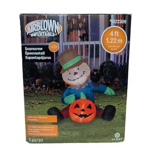 Gemmy Fall Scarecrow Pumpkin Airblown Inflatable Blow-up 4' Halloween Decoration
